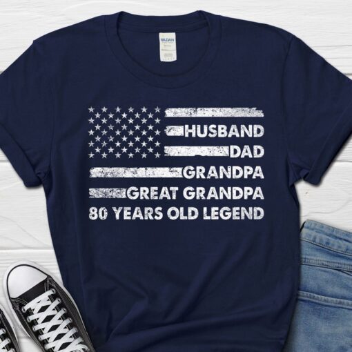 Husband Dad Grandpa Great Grandpa 80 Year Old Legend Men's Shirt, Born In 1943 Grandpa Gift For Him