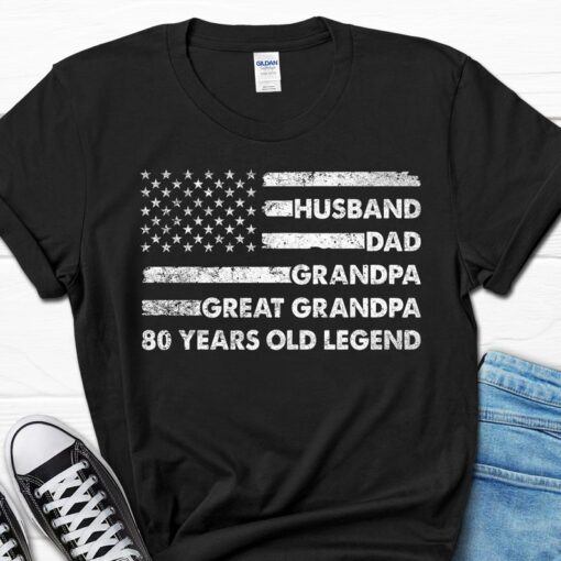 Husband Dad Grandpa Great Grandpa 80 Year Old Legend Men's Shirt, Born In 1943 Grandpa Gift For Him