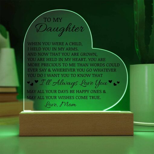 To My Daughter "I'll Always Love You" Acrylic Heart Plaque, Daughter Keepsake, Daughter Gift From Mom