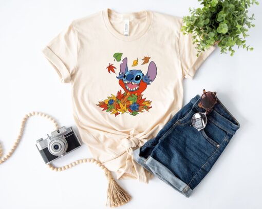 Stitch Autumn Leaves Shirt, Disney Stitch Fall Shirt Sweatshirt Hoodie, Thankful Leaves Stitch Shirt, Disney Fall Shirt