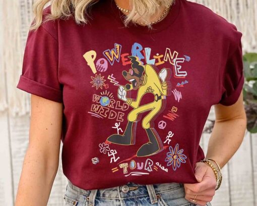 Retro 90s Powerline World Wide Tour T-shirt, Disney A Goofy Movie Characters Tee