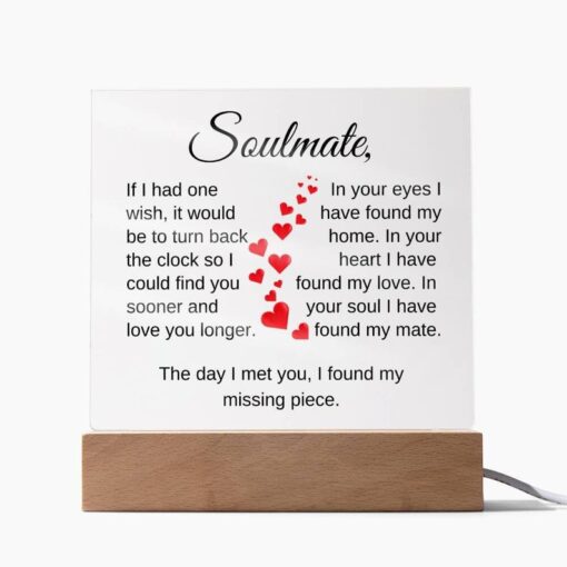 Soulmate I Found My Missing Piece Square Acrylic Plaque, Anniversary Love Gifts, Birthday Gifts for Wife