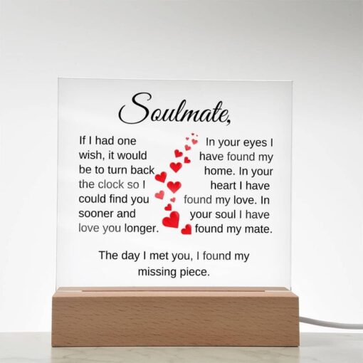 Soulmate I Found My Missing Piece Square Acrylic Plaque, Anniversary Love Gifts, Birthday Gifts for Wife