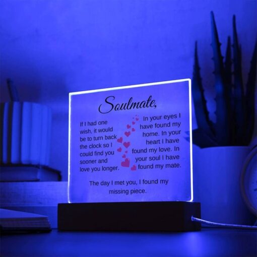 Soulmate I Found My Missing Piece Square Acrylic Plaque, Anniversary Love Gifts, Birthday Gifts for Wife