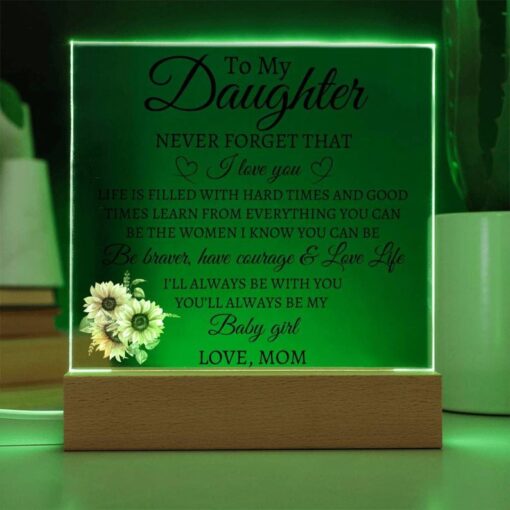 My Daughter Acrylic Plaque with LED Light | Heartwarming Gift for Daughter from Mom, Personalized Sentimental Gift