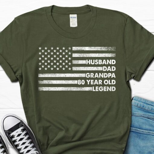 80th Birthday Gift For Him, Husband Dad Grandpa 80 Year Old Legend Men's Shirt, Husband 80th Birthday Dad Tee