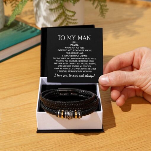 To My Man Leather Bracelet Gift, Husband Gift from Wife, Boyfriend Bracelet Gift from Girlfriend, Gift for Him Christmas