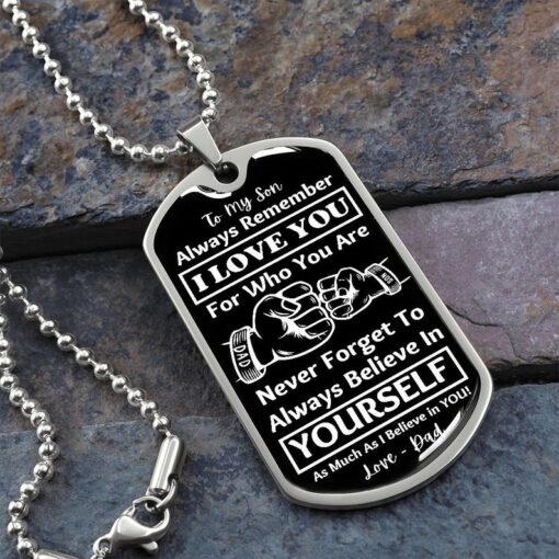 To My Son Dog Tag Necklace, DAD To Son Necklace, Personalized Necklace for Son, Son Birthday Gift