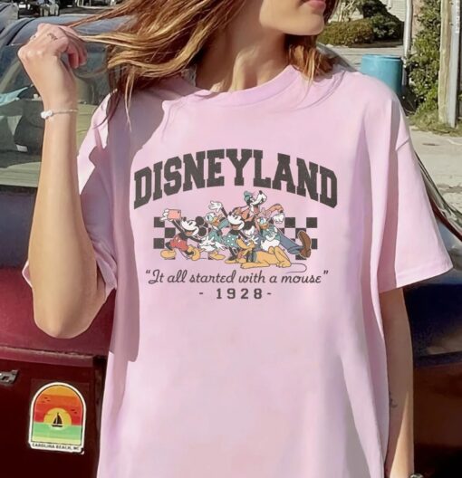 Vintage Mickey And Co 1928 Shirt, Disneyland family trip shirt, Mickey And Friends Checkered shirt, Disney family Shirts