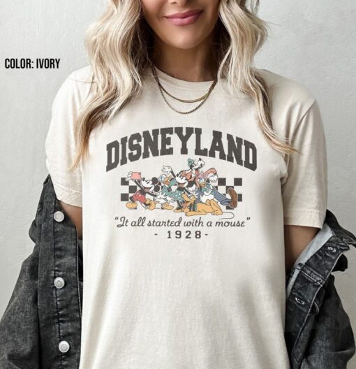 Vintage Mickey And Co 1928 Shirt, Disneyland family trip shirt, Mickey And Friends Checkered shirt, Disney family Shirts