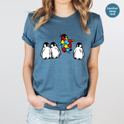 Cute Penguin Autism Shirt, Autism Awareness Shirt, Autism Teacher Shirt, Autism Mom Shirt, Neurodiversity Graphic Tees