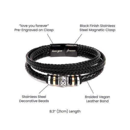 To My Son LOVE YOU FOREVER Vegan Leather Bracelet