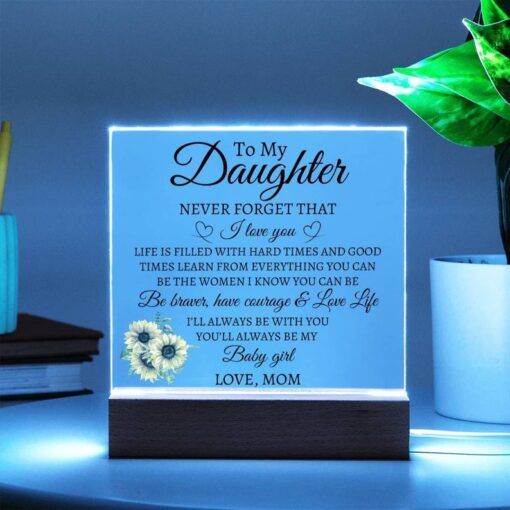 My Daughter Acrylic Plaque with LED Light | Heartwarming Gift for Daughter from Mom, Personalized Sentimental Gift