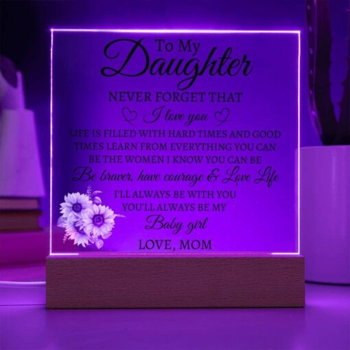 My Daughter Acrylic Plaque with LED Light | Heartwarming Gift for Daughter from Mom, Personalized Sentimental Gift