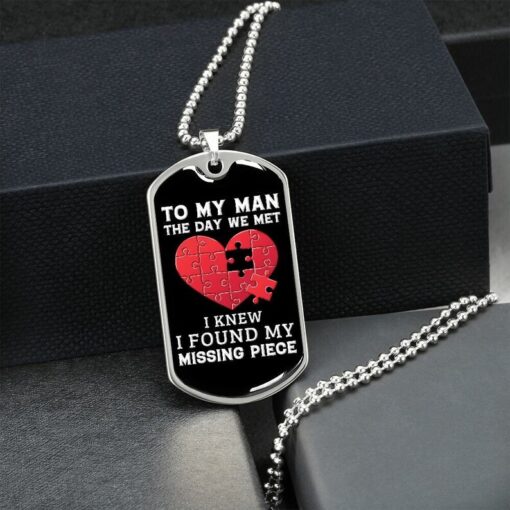 My Missing Piece Dog Tag, To My Man Necklace, Anniversary Gift, Birthday Gifts, Gifts For Him, Husband Gifts