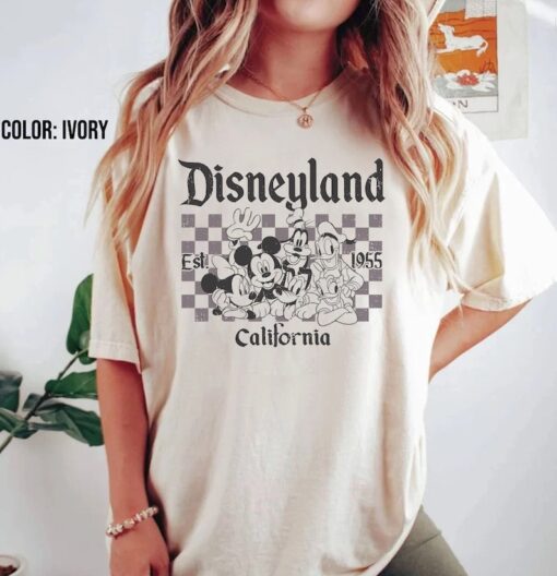 Vintage Disneyland Mickey and Friends Checkered Shirt, Retro Disneyland Est 1955 California Shirt, Disney Group Matching