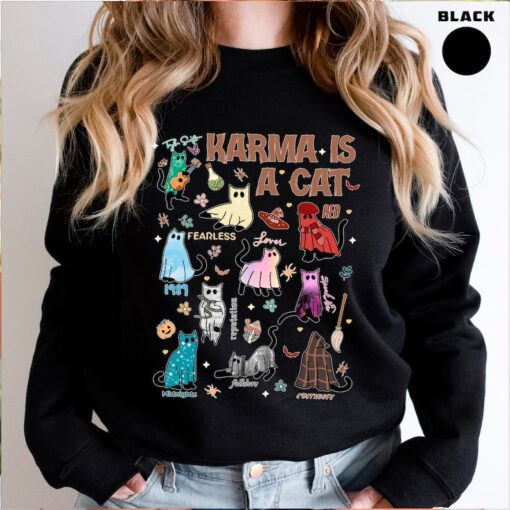 Karma Is A Cat, Music Albums As Books Sweatshirt, Fan Crewneck, Music Sweatshirt, Music Fan Album Sweatshirt