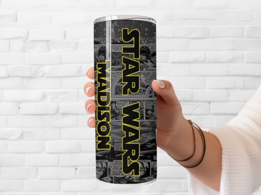 Star Wars Themed Tumbler - Insulated Stainless Steel 20 oz. Skinny Tumbler with Lid and Straw - Can be Personalized