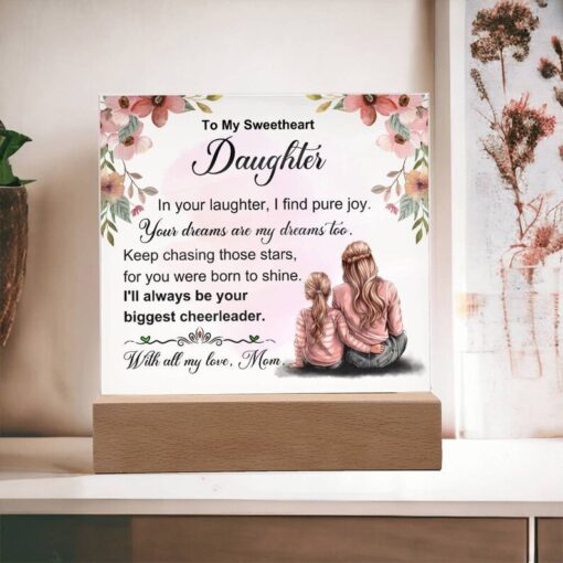 To My Daughter Loving Message Acrylic LED Plaque, Illuminated Daughter Keepsake, Heartwarming Lighted Decor