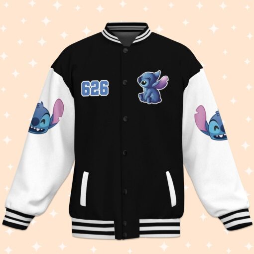 Personalize Stitch Yoga Black Varsity Jacket, Matching Baseball Team Outfit, Adult Varsity Jacket, Custom Disney Jacket