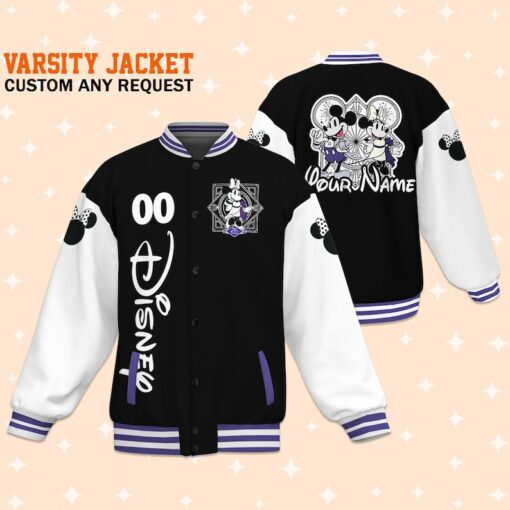 Custom Disney 100 Years Couple Minnie Varsity Jacket, Adult Varsity Jacket, Disney Jacket, Baseball Team Outfit