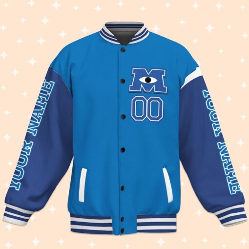 Custom Monster University Uniform Blue Arm Varsity Jacket, Baseball Outfit,Personalized Jacket, Baseball Team Outfit