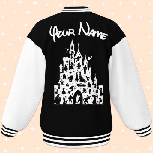 Custom Disney Castle Varsity Jacket, Adult Varsity Jacket, Personalized Disney Jacket, Baseball Team Outfit