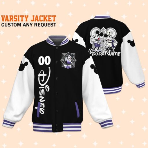 Custom Disney 100 Years Couple Mickey Varsity Jacket, Adult Varsity Jacket, Disney Jacket, Baseball Team Outfit