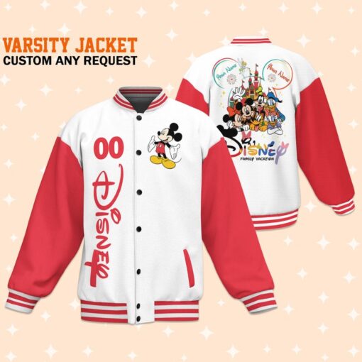 Custom Disney Family Vacation Mickey Varsity Jacket, Adult Varsity Jacket, Personalized Jacket, Baseball Team Outfit