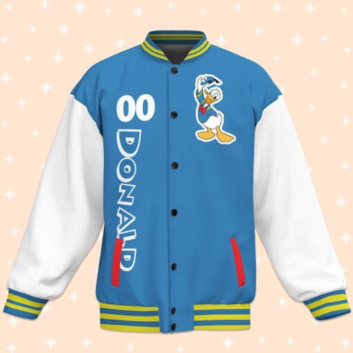 Custom Donald Blue Varsity Jacket, Adult Varsity Jacket, Personalized Disney Jacket, Donald Gift,Baseball Team Outfit