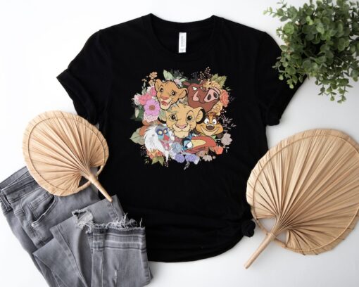 Vintage Disney Lion King Shirt, Retro Lion King Floral Shirt, Simba Timon Pumbaa, Animal Kingdom Shirt