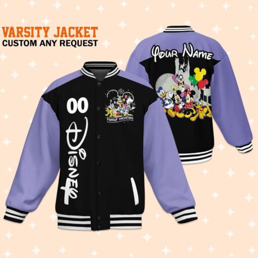 Custom Disney Trip Purple Varsity Jacket, Adult Varsity Jacket, Personalized Disney Jacket, Baseball Team Outfit