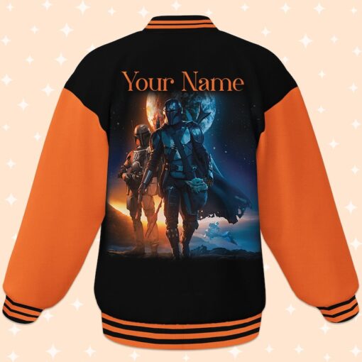 Personalize Star Wars Mandalorian, Unisex Baseball Outfit, varsity jacket Matching Baseball Team Outfit