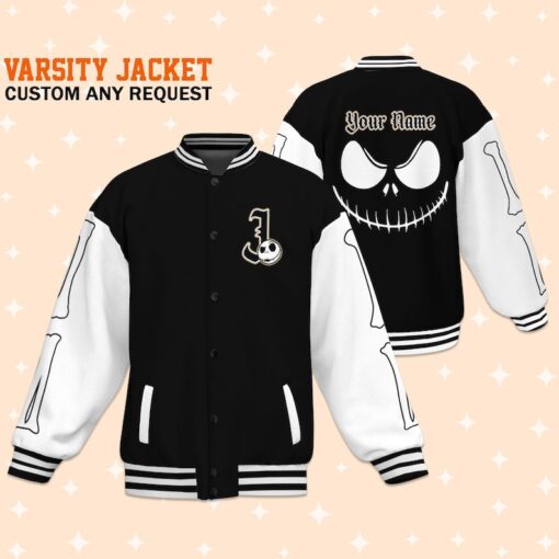 Personalize Disney Jack Skellington Black, For disney fan, Custom Disney Jacket, Matching Baseball Team Outfit