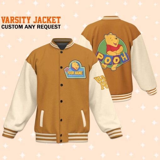 Personalize Winnie The Pooh Happy Life, Disney Varsity Jacket, Adult Varsity Jacket, Uniform Varsity, Gift for Boyfriend