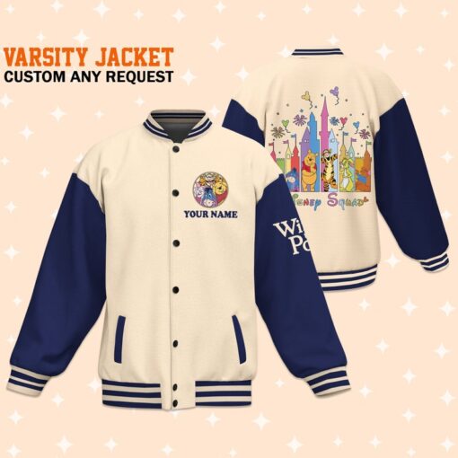 Personalize Disney Winnie The Pooh Disney Squad, Disney Varsity Jacket, Adult Varsity Jacket, Uniform Varsity