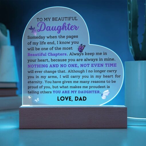 To My Beautiful Daughter | Keepsake Acrylic Plaque, Gift for Daughter from Mom Dad, Birthday Graduation Christmas Gift