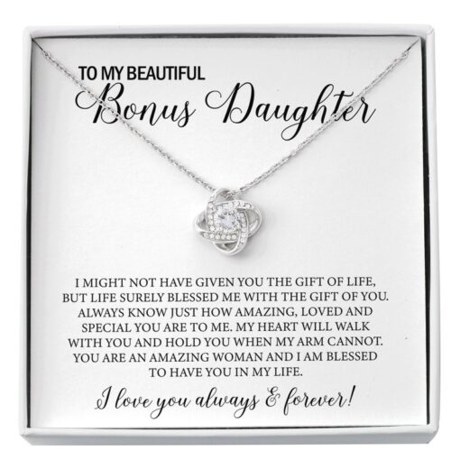 To My Beautiful Bonus Daughter Necklace, Gift for Bonus Daughter from Unbiological Mom, Bonus Daughter Birthday Gift