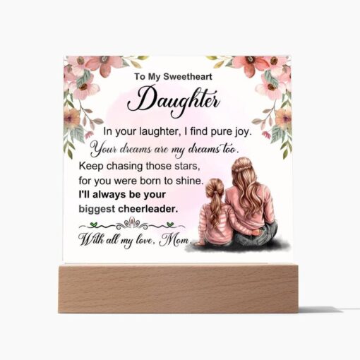 To My Daughter Loving Message Acrylic LED Plaque, Illuminated Daughter Keepsake, Heartwarming Lighted Decor