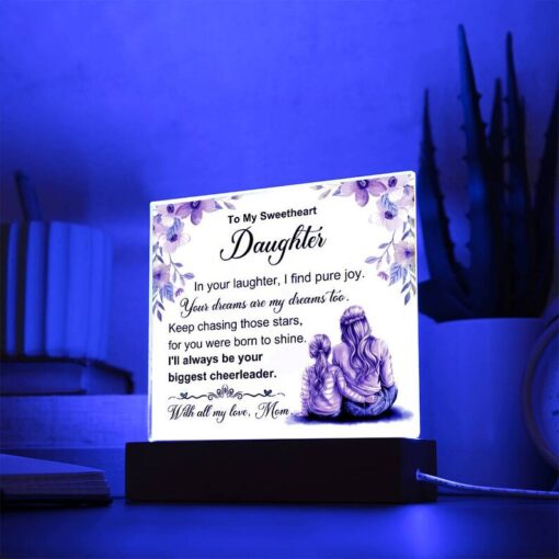 To My Daughter Loving Message Acrylic LED Plaque, Illuminated Daughter Keepsake, Heartwarming Lighted Decor