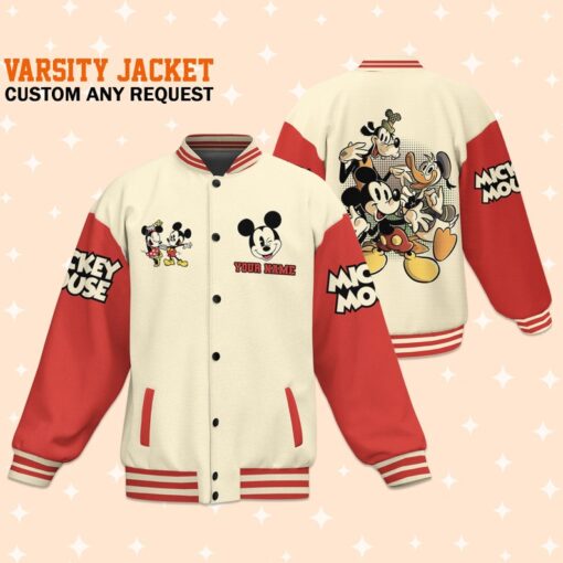 Personalize Mickey And Friends Funny Life Style Varsity Jacket, Matching Baseball Outfit, Adult Varsity Jacket