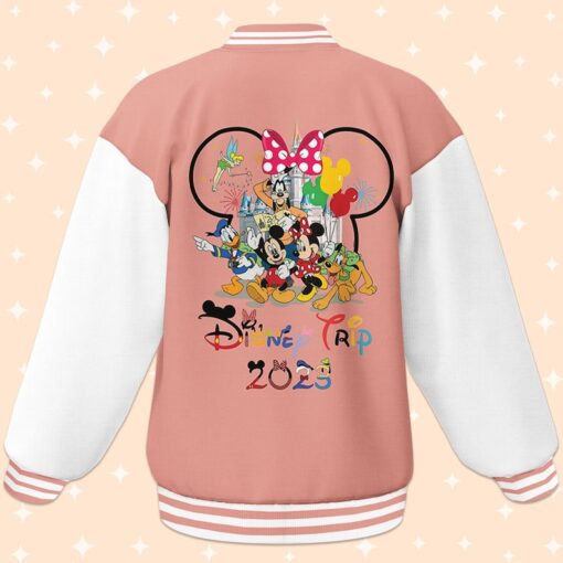 Personalize Disneyland Disney Trip With Minnie Mouse Head Varsity Jacket, Baseball Outfit, Adult Varsity Jacket