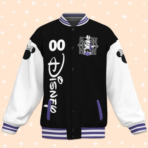 Custom Disney 100 Years Couple Minnie Varsity Jacket, Adult Varsity Jacket, Disney Jacket, Baseball Team Outfit