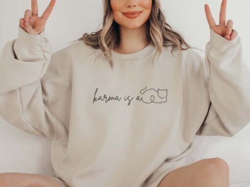 Karma is a Cat Sweatshirt,Taylor Shirt,Midnights Karma Tee, Taylor Youth Shirt,Karma is a Cat Taylor Midnights T-shirt