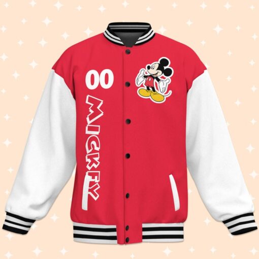 Custom Mickey Red Varsity Jacket, Adult Varsity Jacket, Personalized Disney Jacket, Baseball Team Outfit