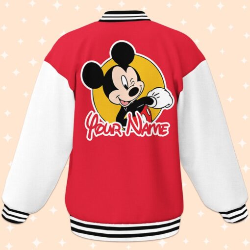 Custom Mickey Red Varsity Jacket, Adult Varsity Jacket, Personalized Disney Jacket, Baseball Team Outfit