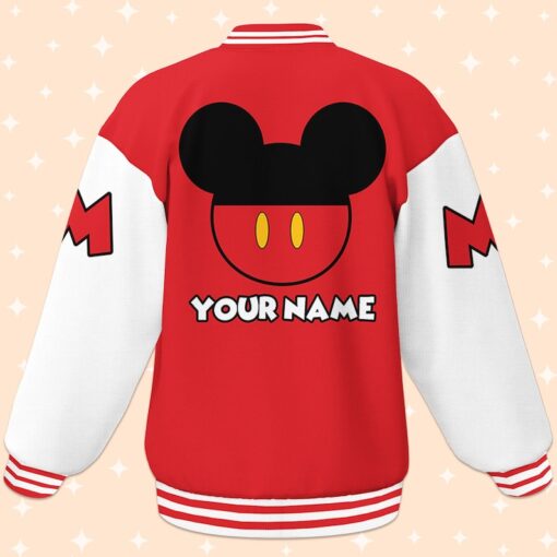 Personalize Disney Mickey Red And White Varsity Jacket, Adult Varsity Jacket, Baseball Team Outfit