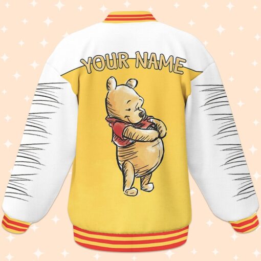 Custom Winnie the Pooh Doodle Varsity Jacket, Adult Varsity Jacket, Personalized Disney Jacket, Baseball Team Outfit