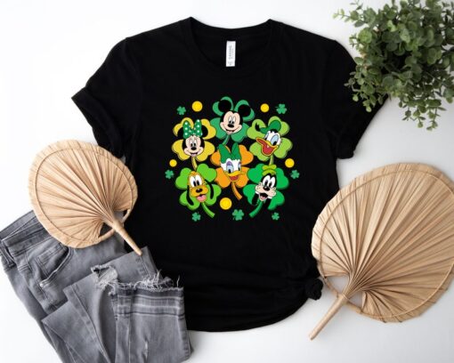 Disney Mickey And Friends Four Leaf Clover Shirt, Disney Characters St Patrick's T-Shirt, St Patrick's Day Tee