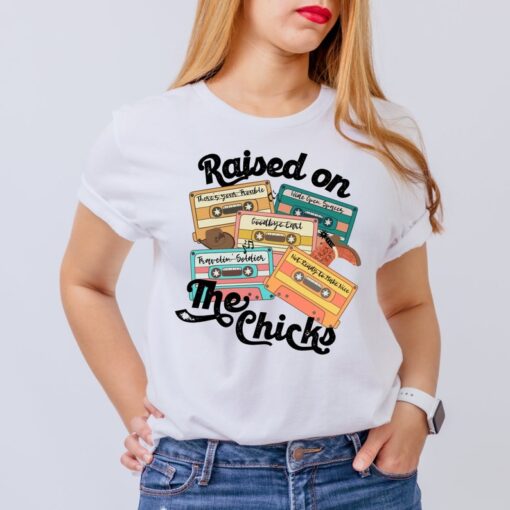 Raised on the Chicks Shirt, Vintage 90's Clothing, Country Music Shirt, Retro Cassette Shirt